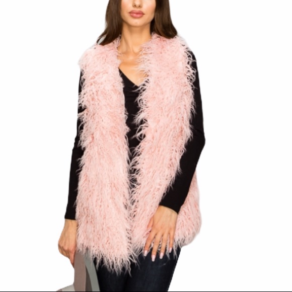 Sleeveless Statement Vest in Pink Curly Hair - Picture 2 of 7